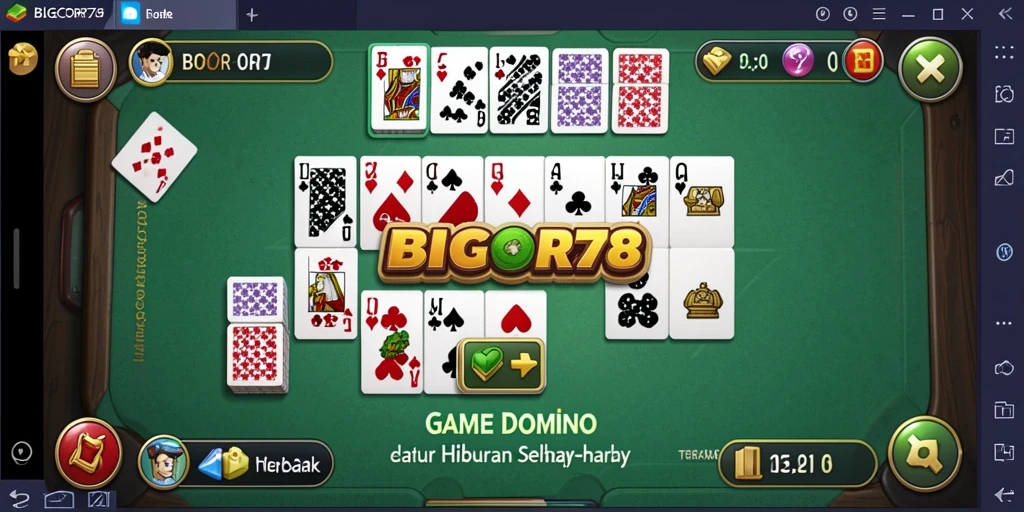 Tangkapan layar dari gameplay <strong>BIGCOR78</strong>, menampilkan suasana permainan Domino yang seru.