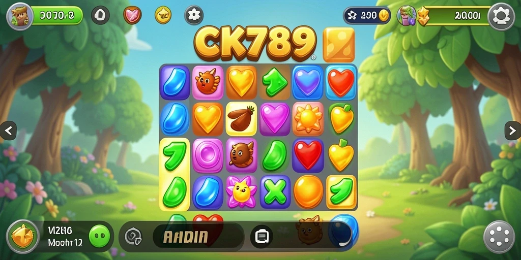 Tangkapan layar CK789 menampilkan gameplay Match-3 yang seru dan penuh warna.