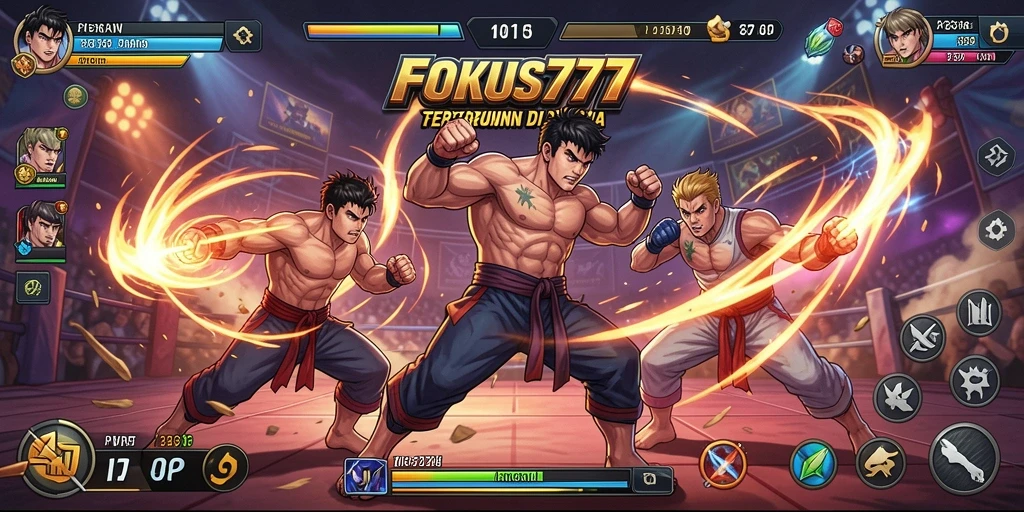 Tampilan gameplay FOKUS777 yang intens dan menegangkan saat pertarungan.