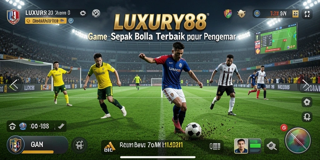 Screenshot gameplay LUXURY88 menampilkan momen seru dalam pertandingan sepak bola.