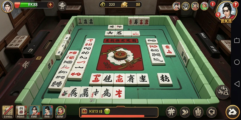 Tampilan gameplay RK88 yang seru dengan elemen Mahjong.