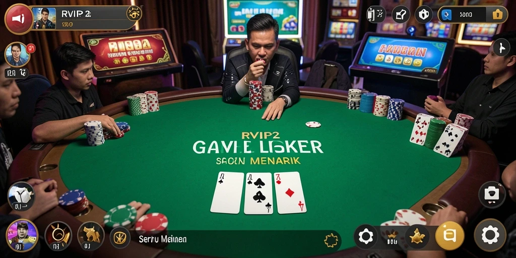 Tampilan gameplay poker yang seru dan menegangkan di RVIP2.
