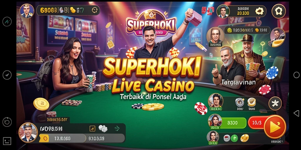 Screenshot gameplay <strong>SUPERHOKI</strong> menampilkan dealer langsung yang sedang bermain.
