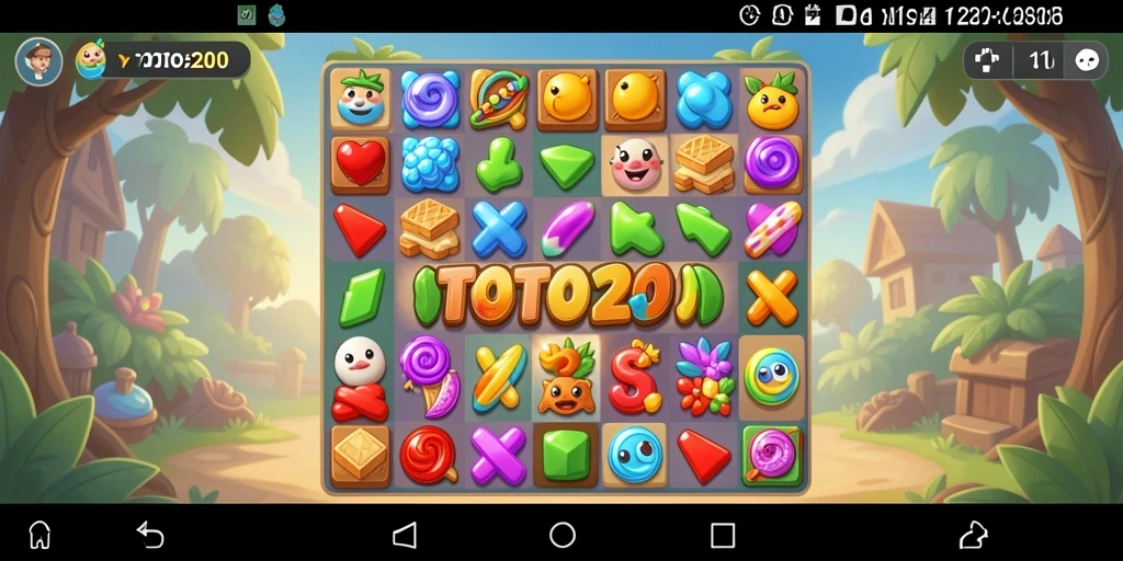 Gameplay TOTO20 menampilkan kombinasi jeli warna-warni dalam tantangan Match-3.