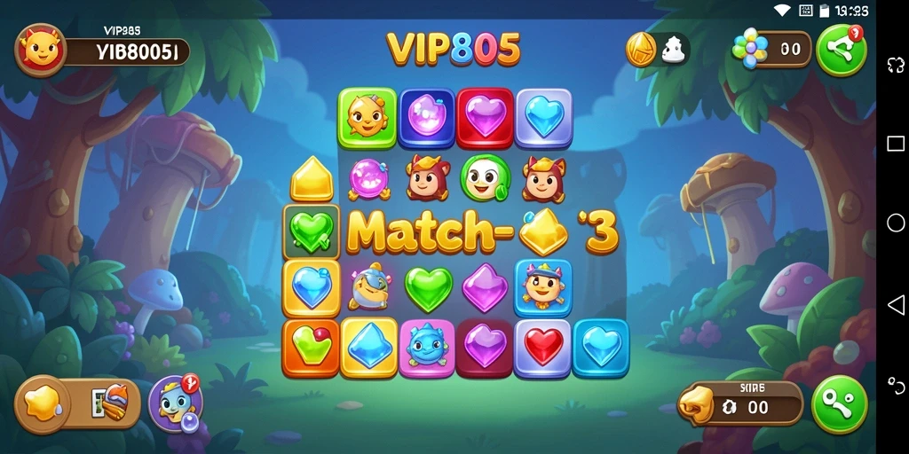 Screenshot gameplay yang penuh warna dan seru dari VIP805.