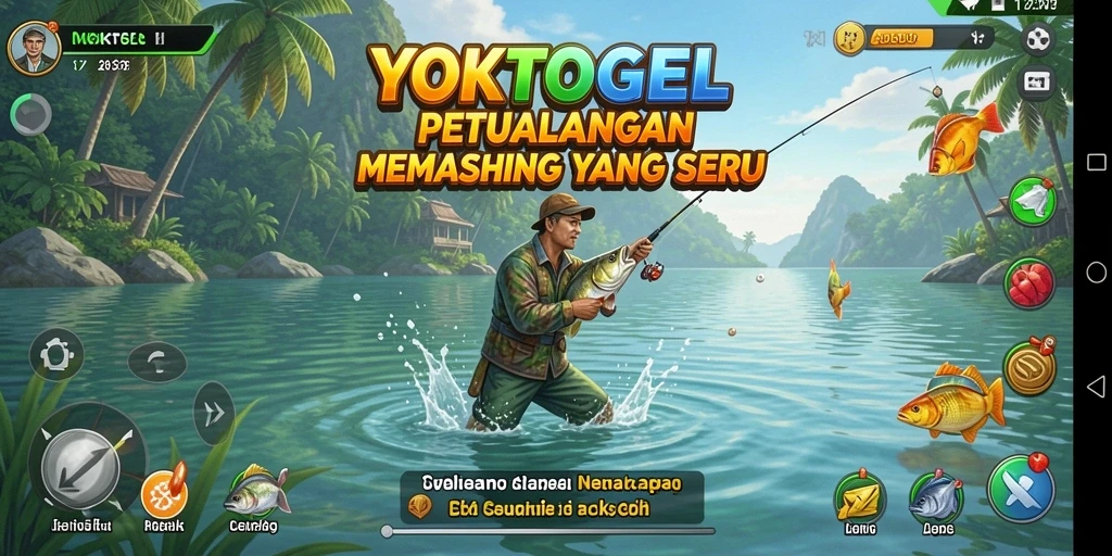Screenshot gameplay YOKTOGEL menampilkan aksi memancing yang seru.